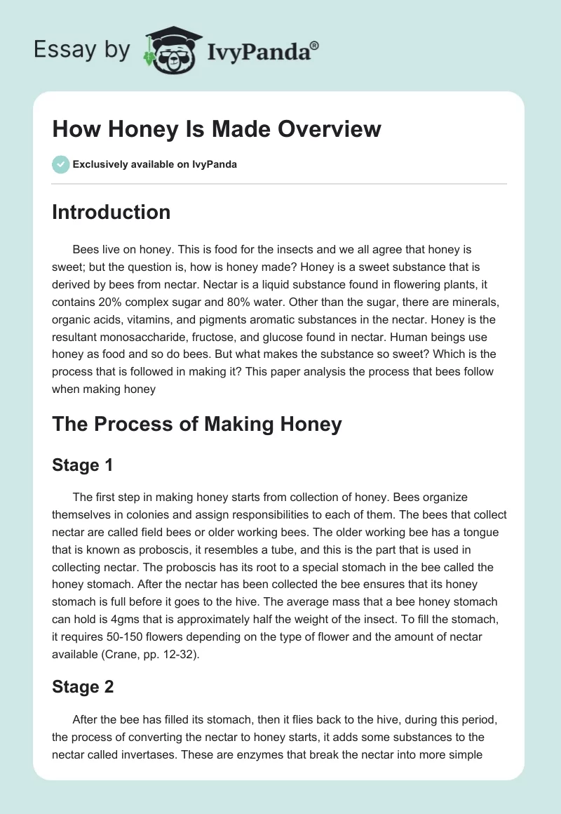 How Honey Is Made Overview. Page 1