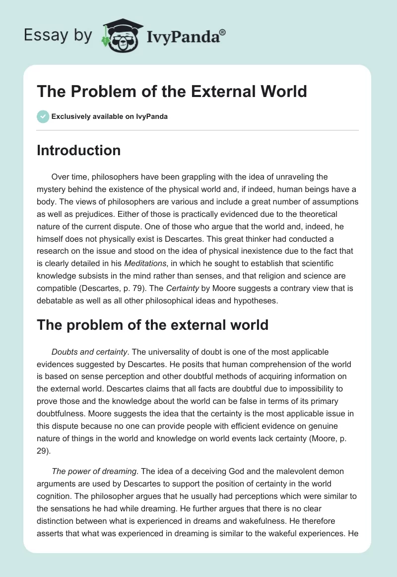 The Problem of the External World. Page 1