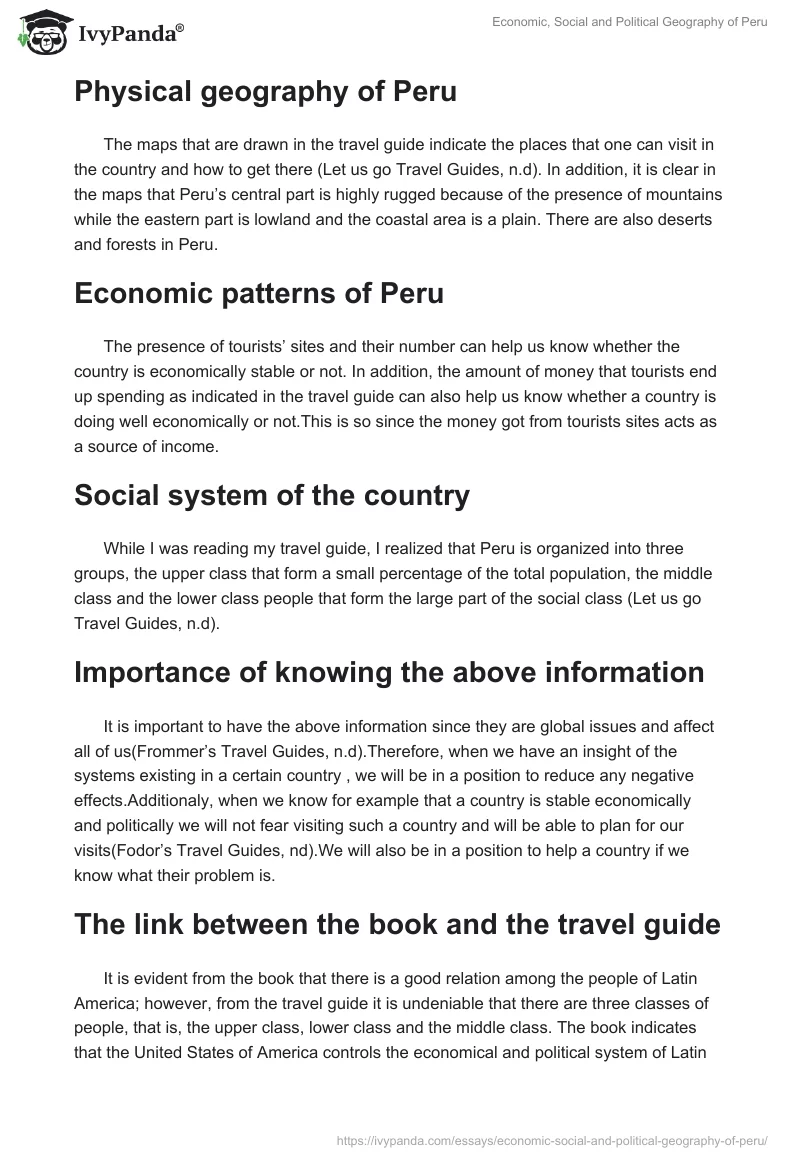 Economic, Social and Political Geography of Peru. Page 2