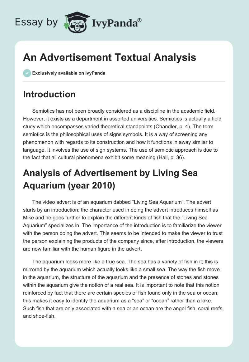 An Advertisement Textual Analysis. Page 1