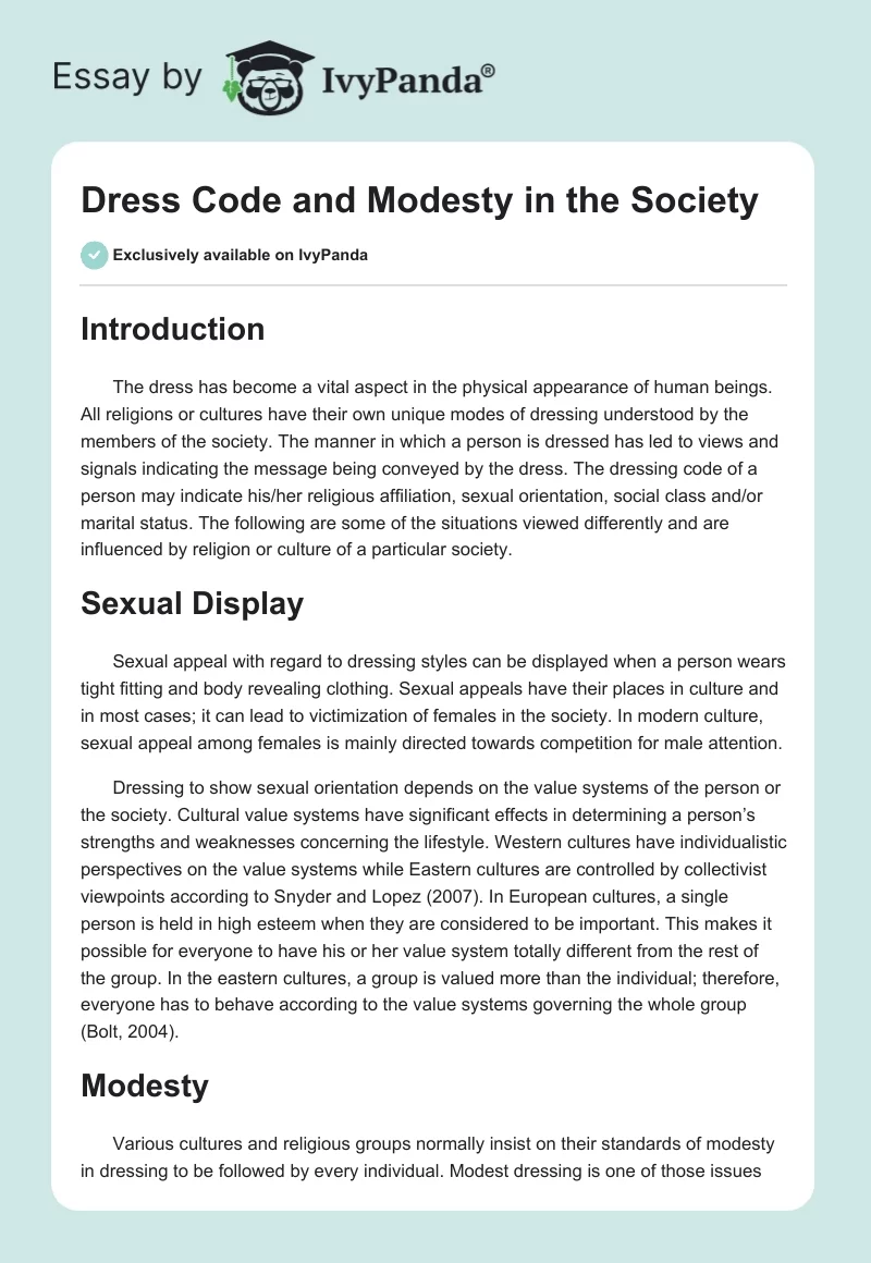 a thesis statement about dress codes