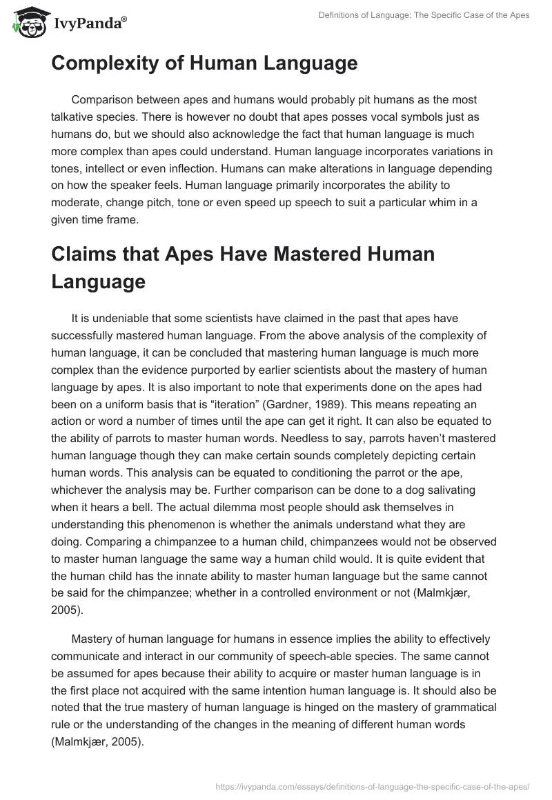 Definitions of Language: The Specific Case of the Apes. Page 2