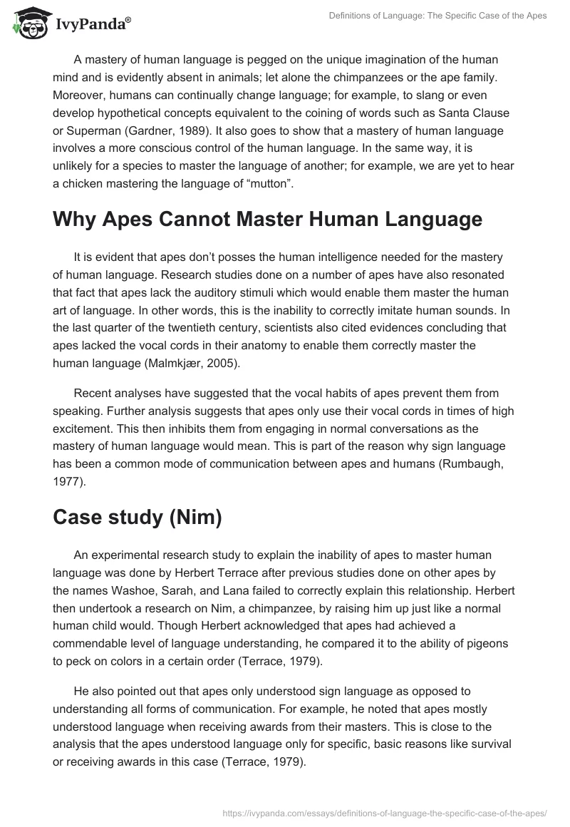 Definitions of Language: The Specific Case of the Apes. Page 3