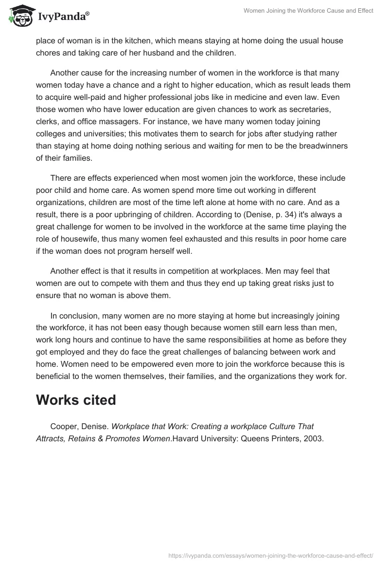 Women Joining the Workforce Cause and Effect. Page 2