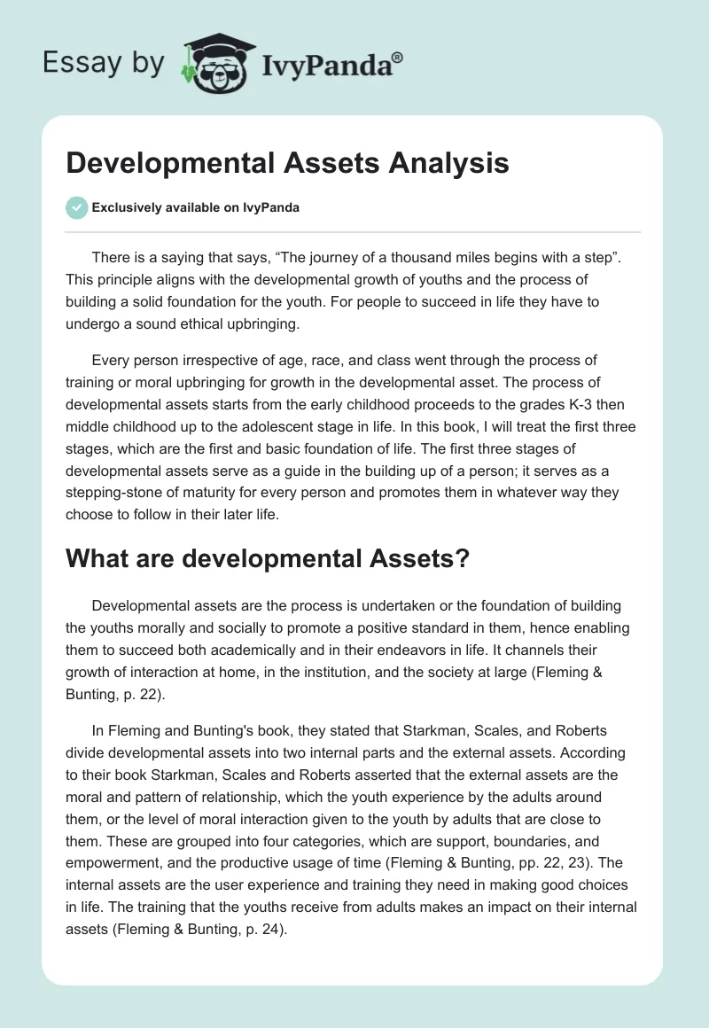 Developmental Assets Analysis. Page 1