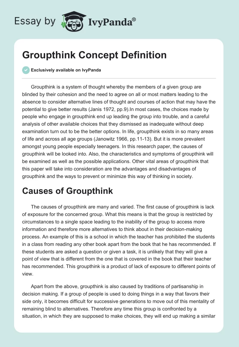 Groupthink Concept Definition. Page 1
