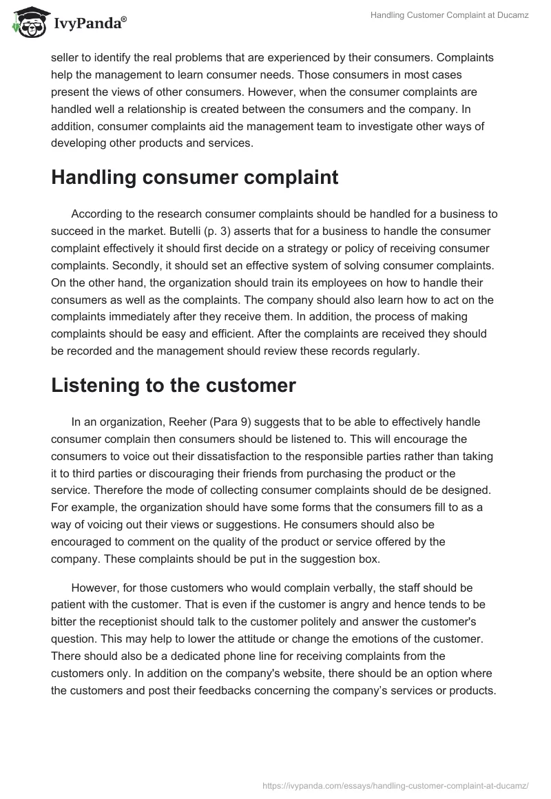 Handling Customer Complaint at Ducamz. Page 4