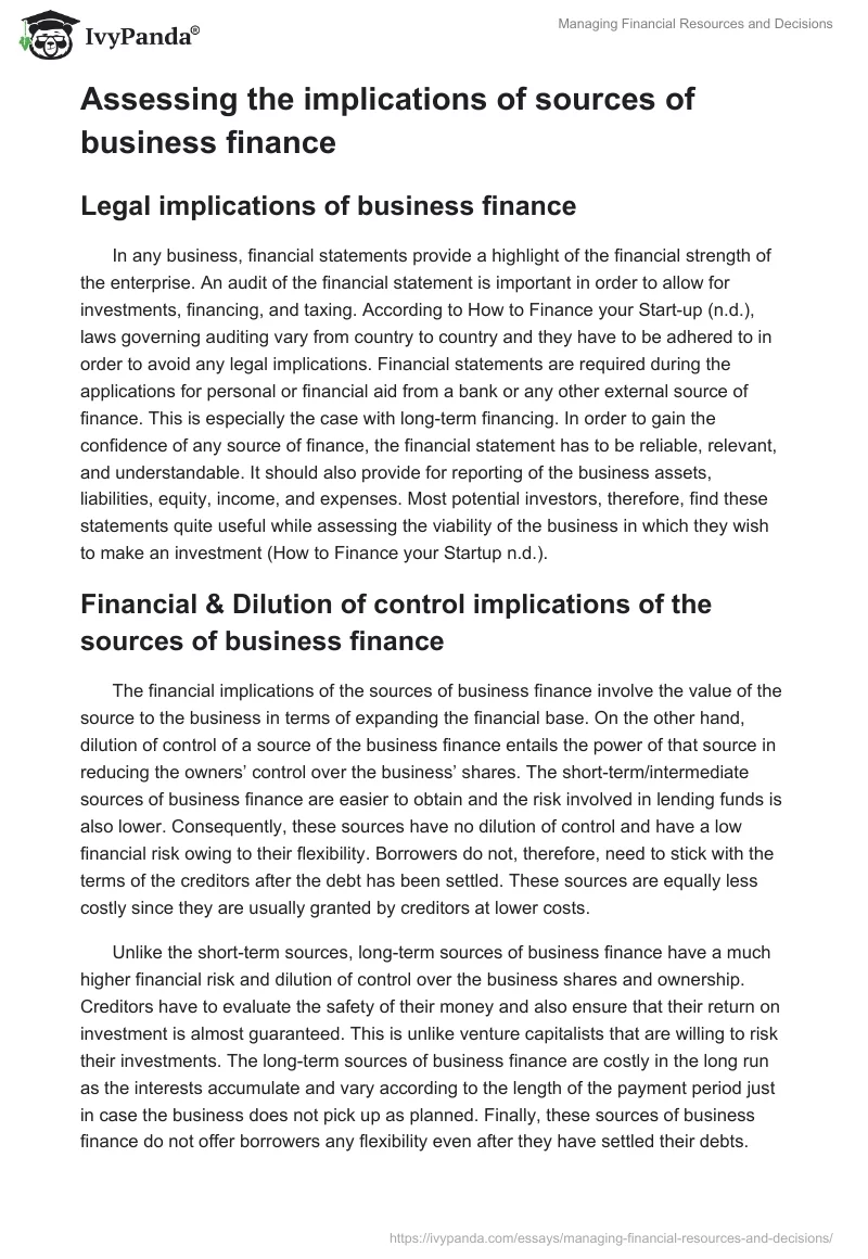 Managing Financial Resources and Decisions. Page 2