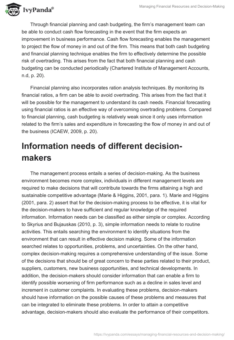 Managing Financial Resources and Decision-Making. Page 2