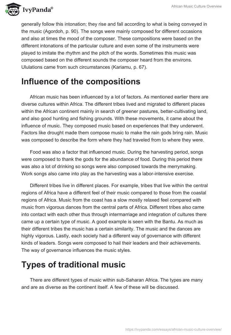 African Music Culture Overview - 2162 Words | Essay Example