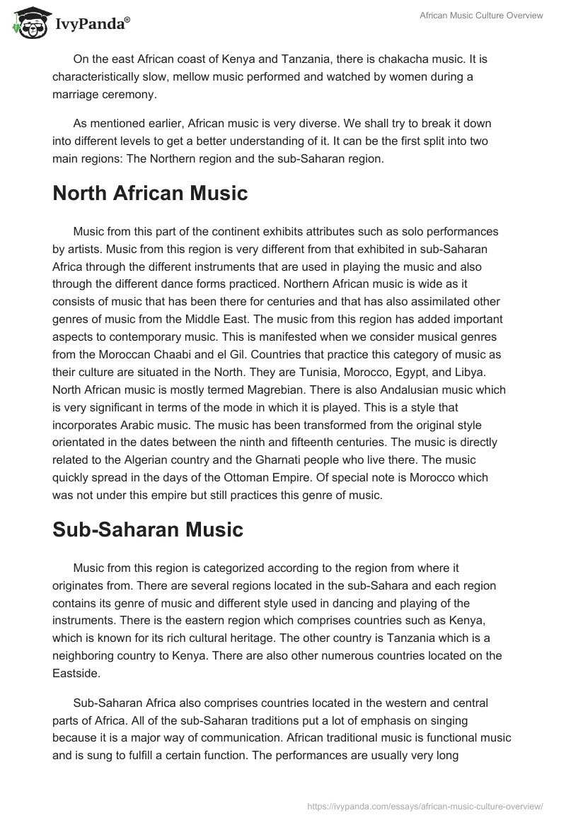 African Music Culture Overview. Page 4