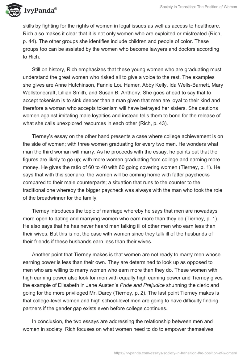 Society in Transition: The Position of Women. Page 2