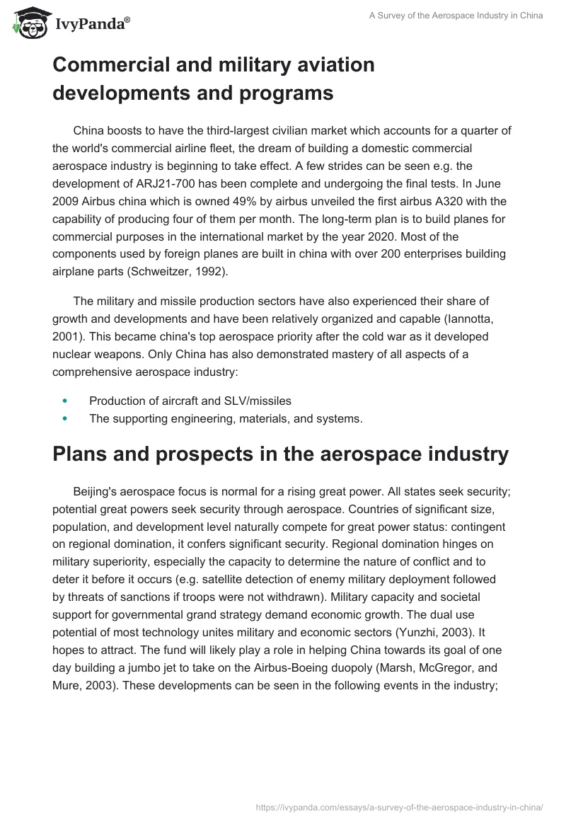 A Survey of the Aerospace Industry in China. Page 2