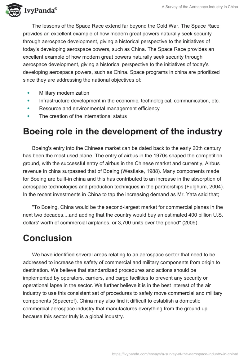 A Survey of the Aerospace Industry in China. Page 4