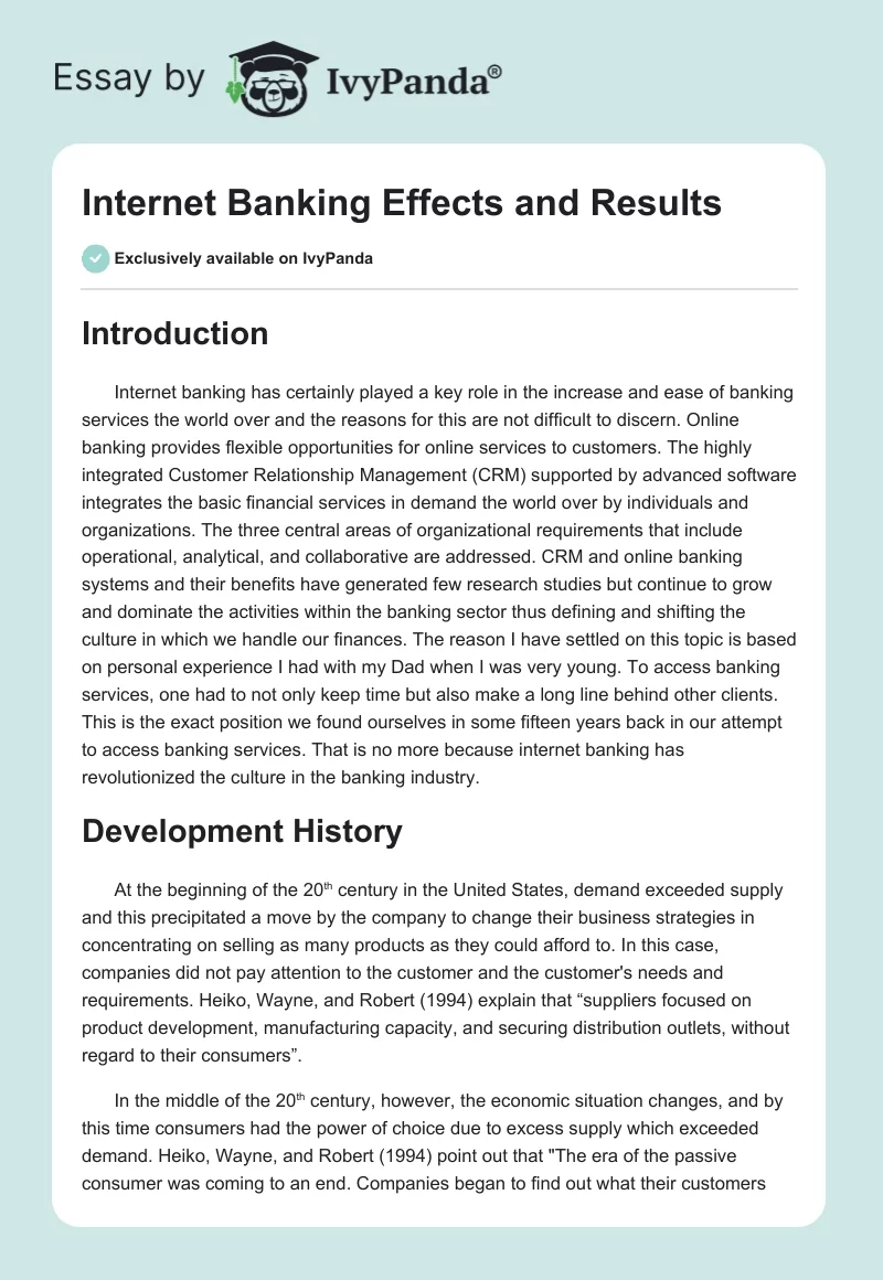 Internet Banking Effects and Results. Page 1