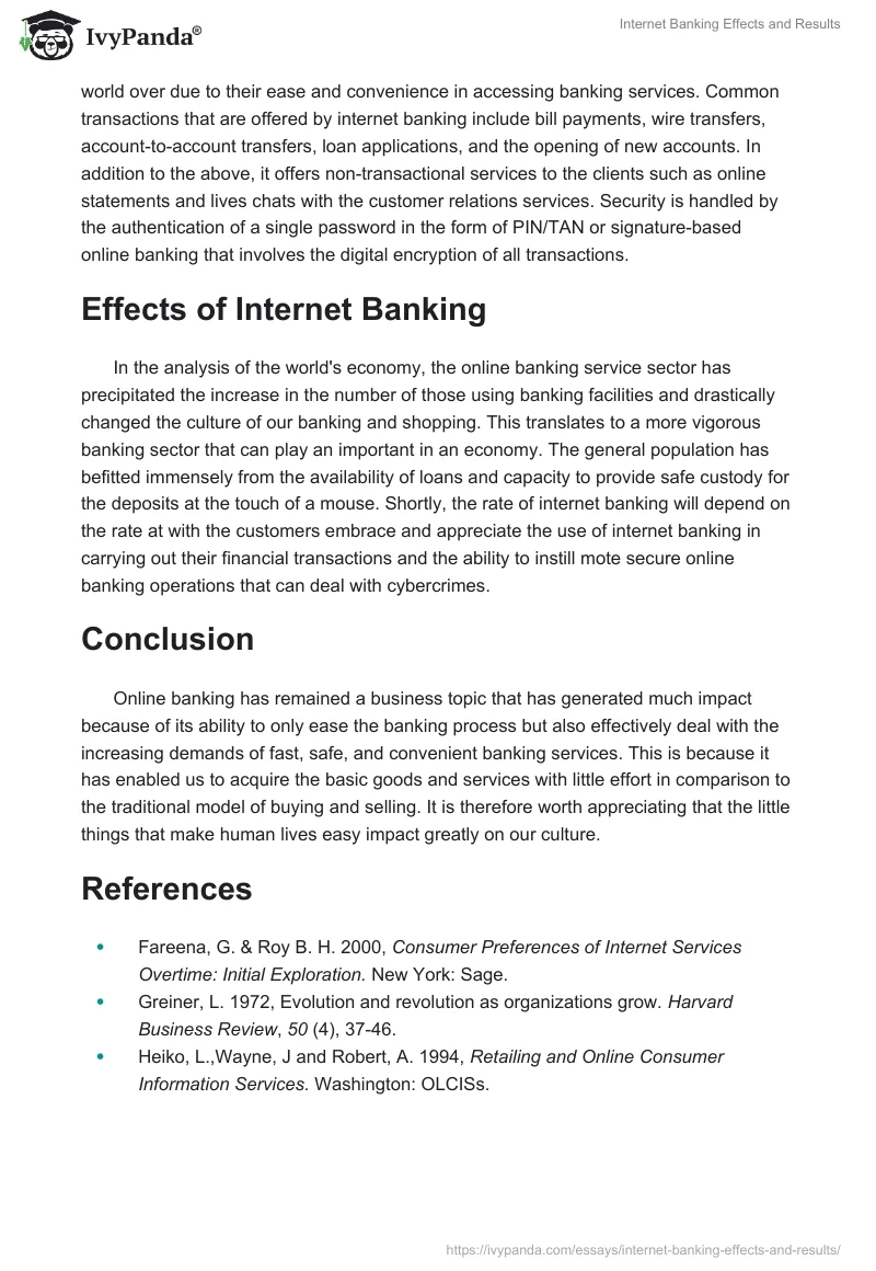 Internet Banking Effects and Results. Page 3