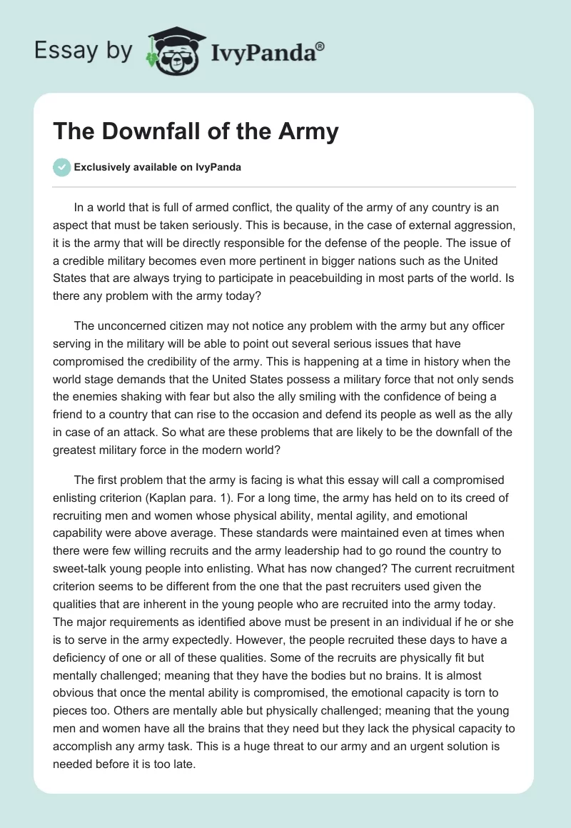 The Downfall of the Army. Page 1