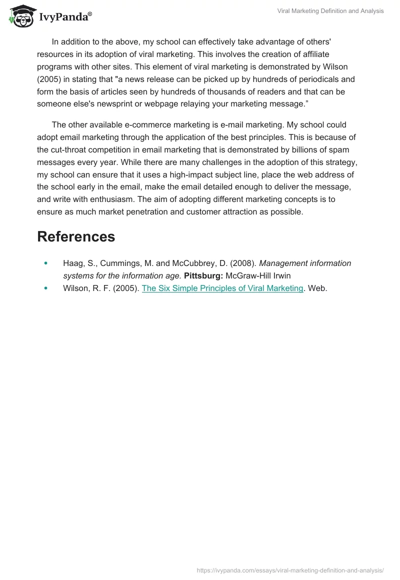 Viral Marketing Definition and Analysis. Page 2