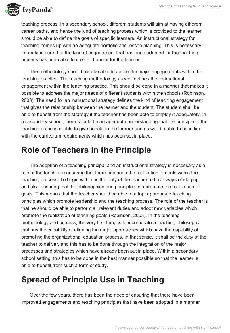 Methods of Teaching With Significance. Page 2