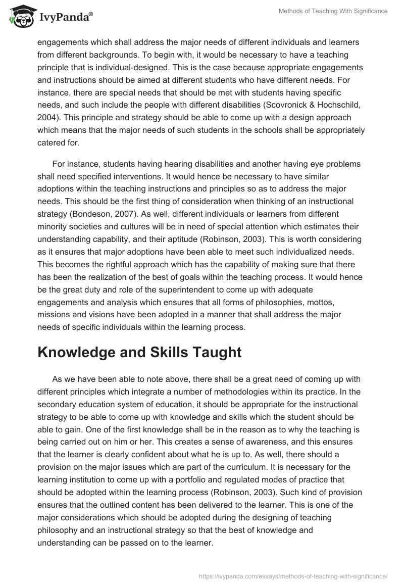 Methods of Teaching With Significance. Page 4