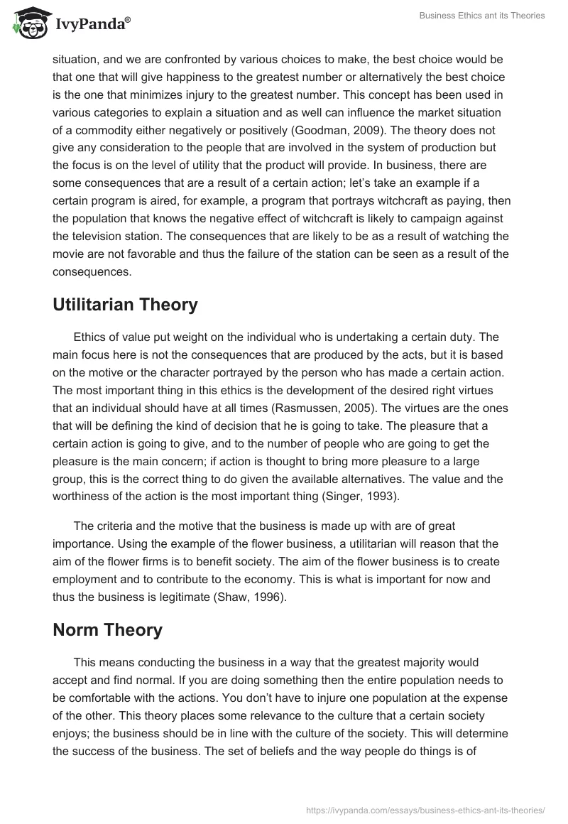 Business Ethics ant its Theories. Page 2