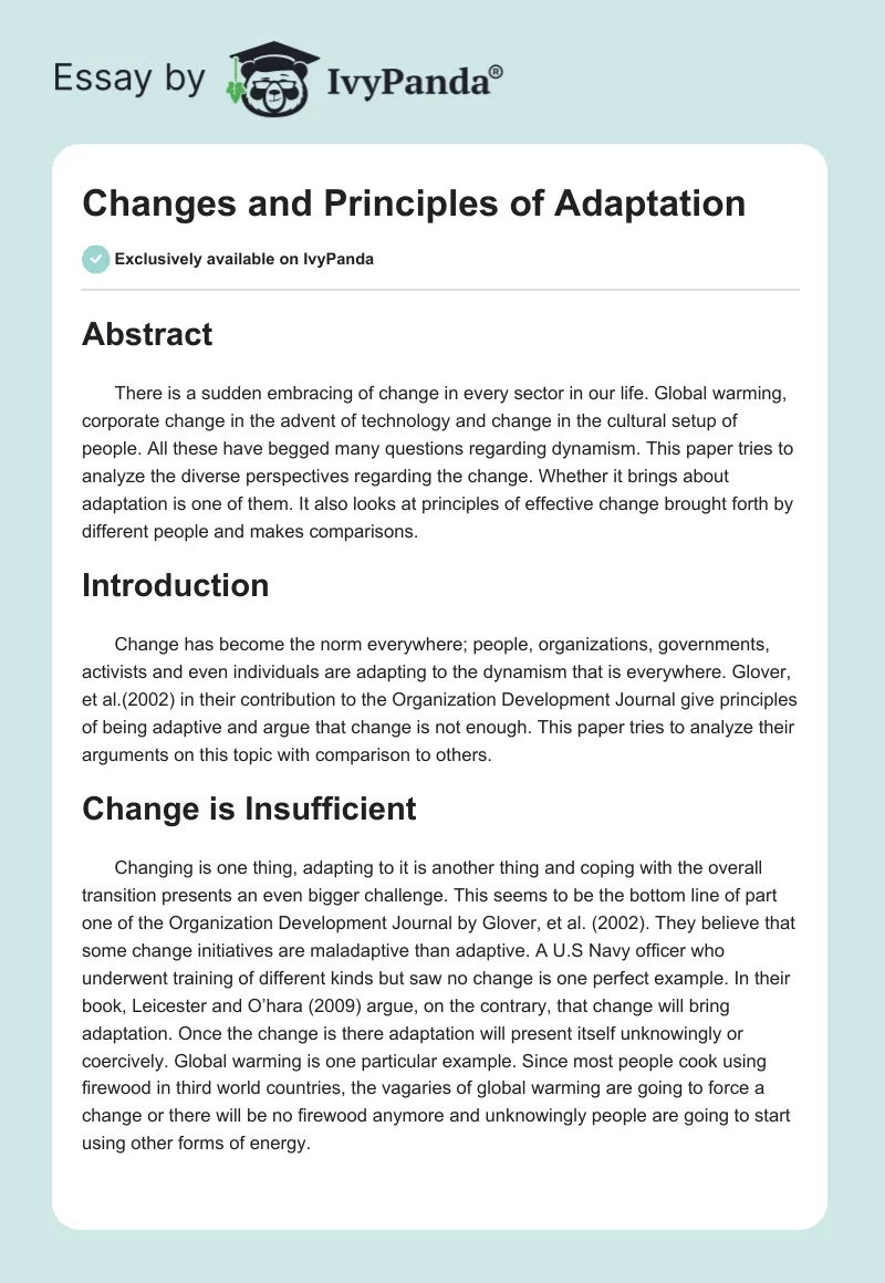 Changes and Principles of Adaptation. Page 1