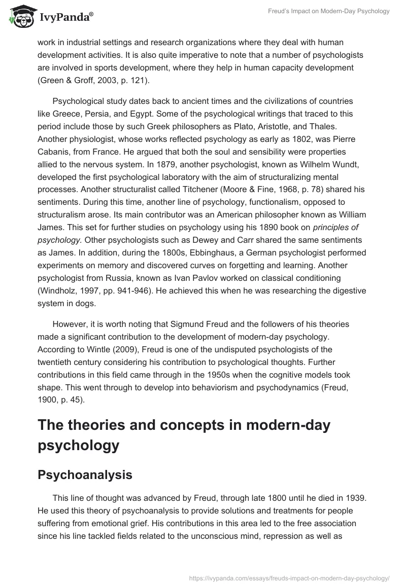 Freud’s Impact on Modern-Day Psychology. Page 2