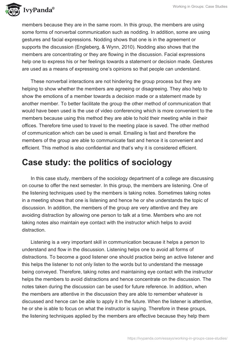 Working in Groups: Case Studies. Page 2