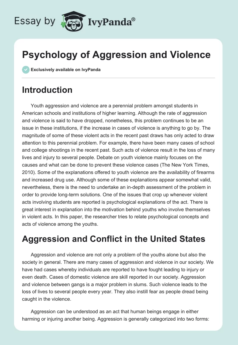 Psychology of Aggression and Violence. Page 1