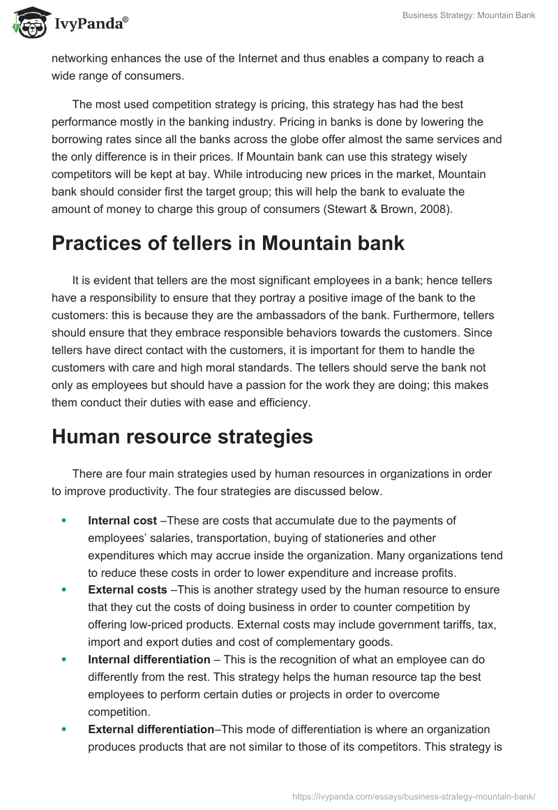 Business Strategy: Mountain Bank. Page 2