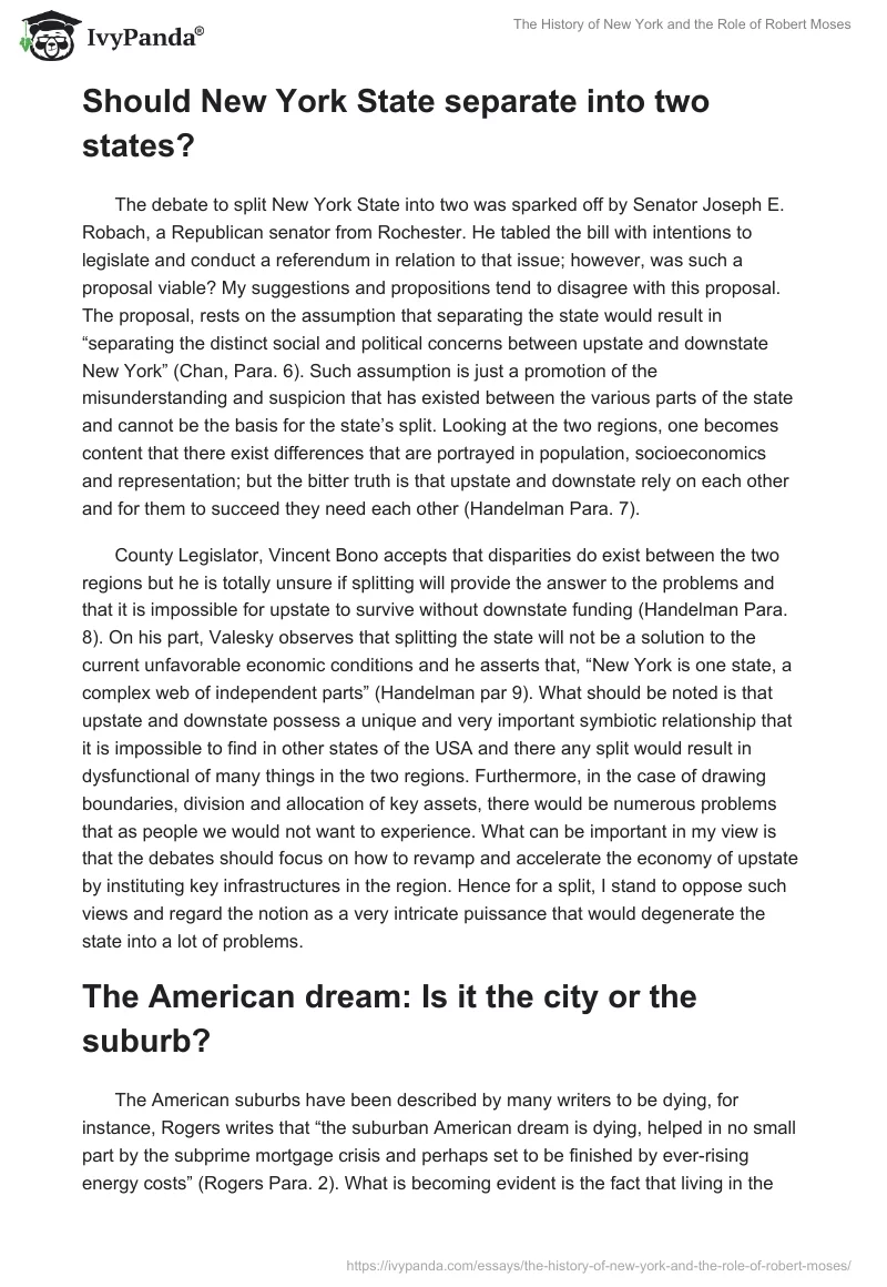 The History of New York and the Role of Robert Moses. Page 3