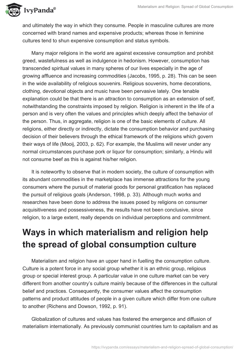 Materialism and Religion: Spread of Global Consumption. Page 3