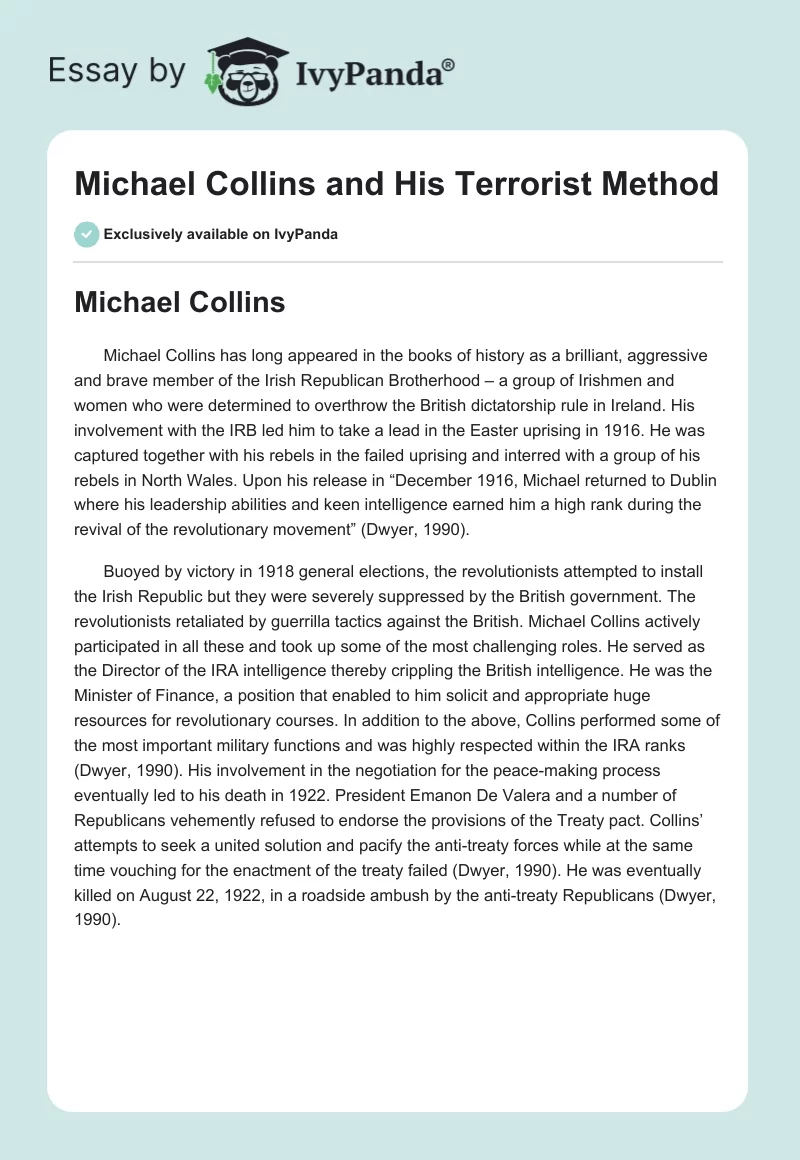 Michael Collins and His Terrorist Method. Page 1