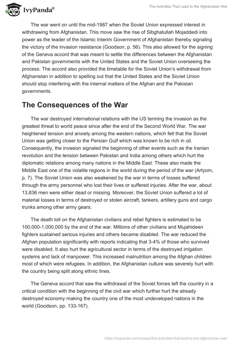 The Activities That Lead to the Afghanistan War. Page 4