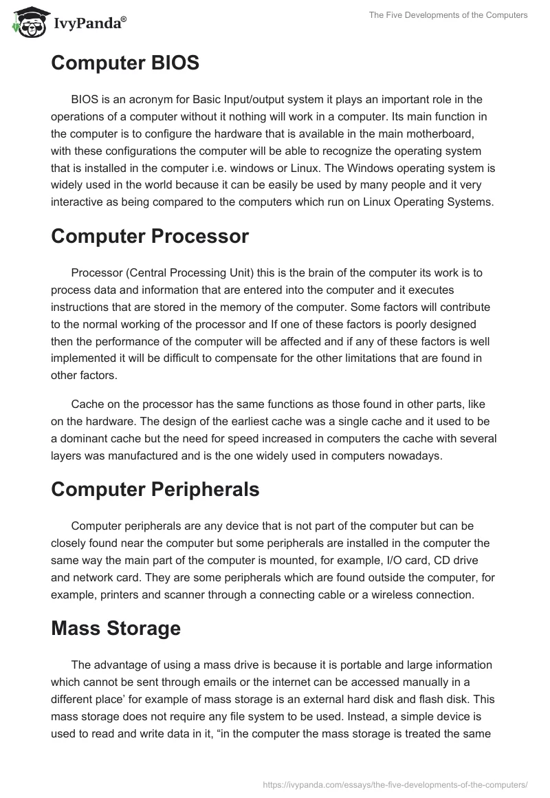 The Five Developments of the Computers. Page 4