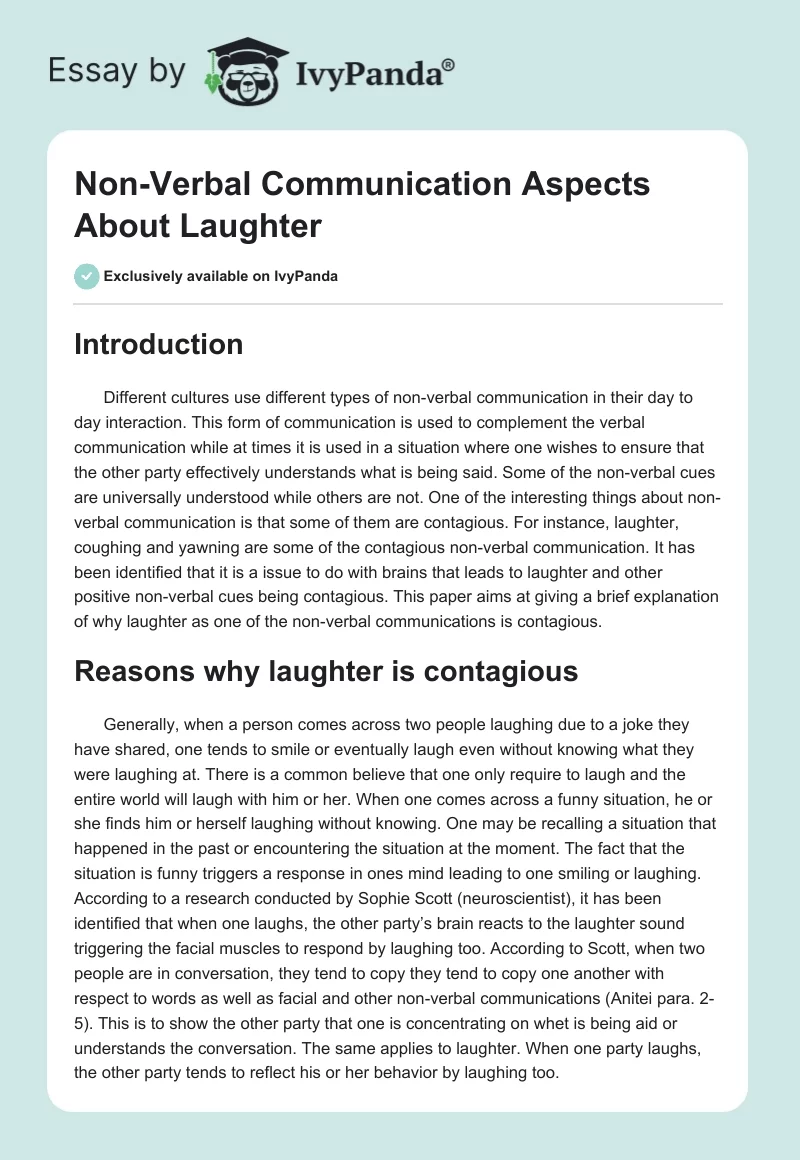 Non-Verbal Communication Aspects About Laughter. Page 1