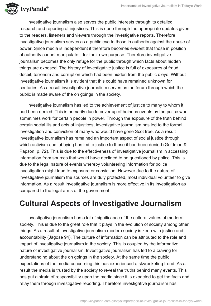 Importance of Investigative Journalism in Today's World. Page 5