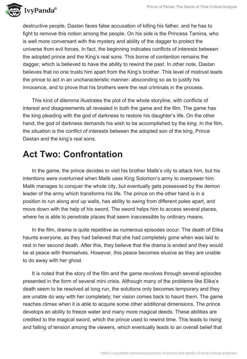 Prince of Persia: The Sands of Time Critical Analysis. Page 2