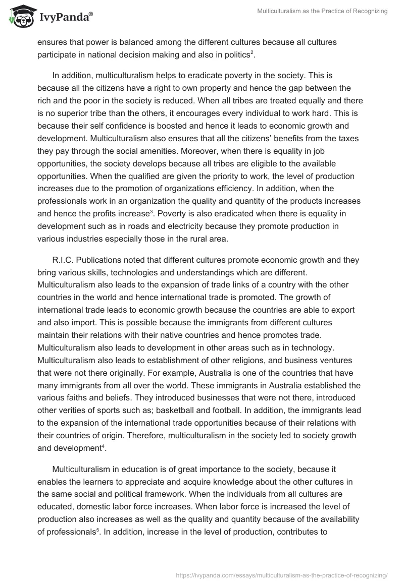 Multiculturalism as the Practice of Recognizing. Page 2