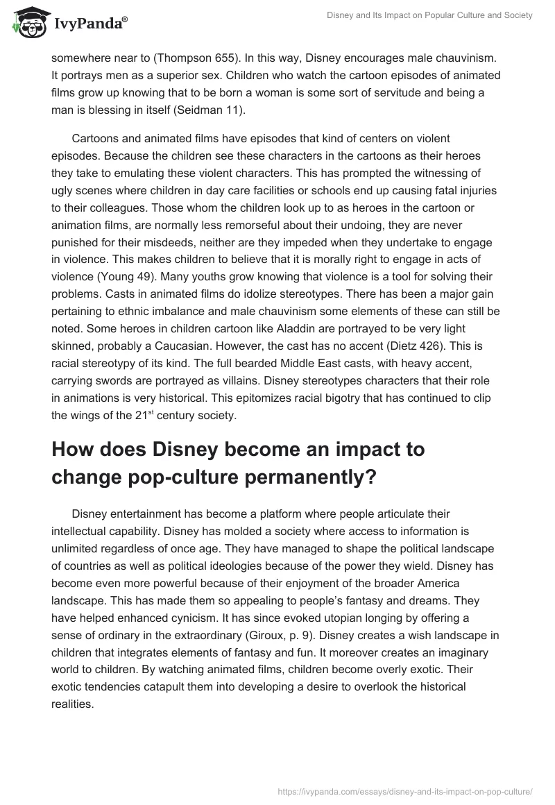 Disney and Its Impact on Popular Culture and Society. Page 2