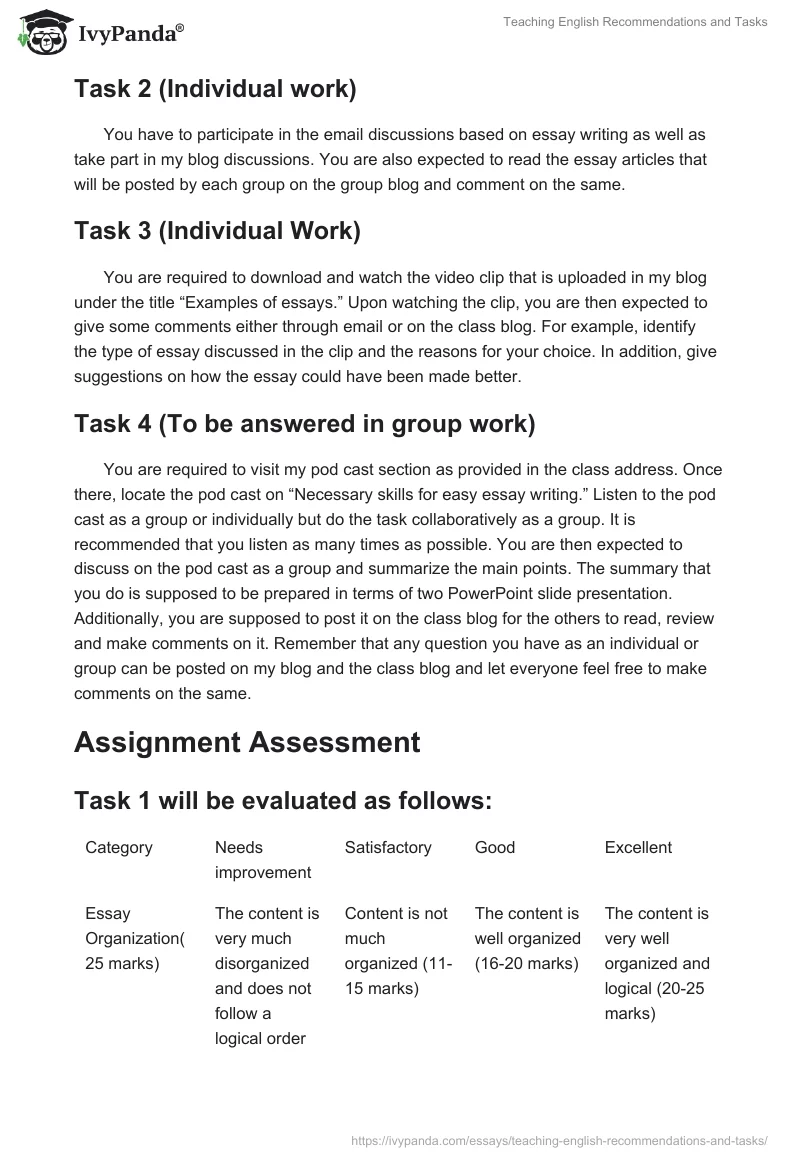 Teaching English Recommendations and Tasks. Page 2