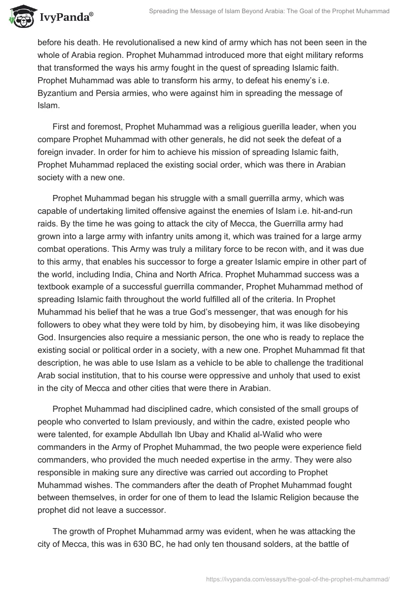 Spreading the Message of Islam Beyond Arabia: The Goal of the Prophet Muhammad. Page 2