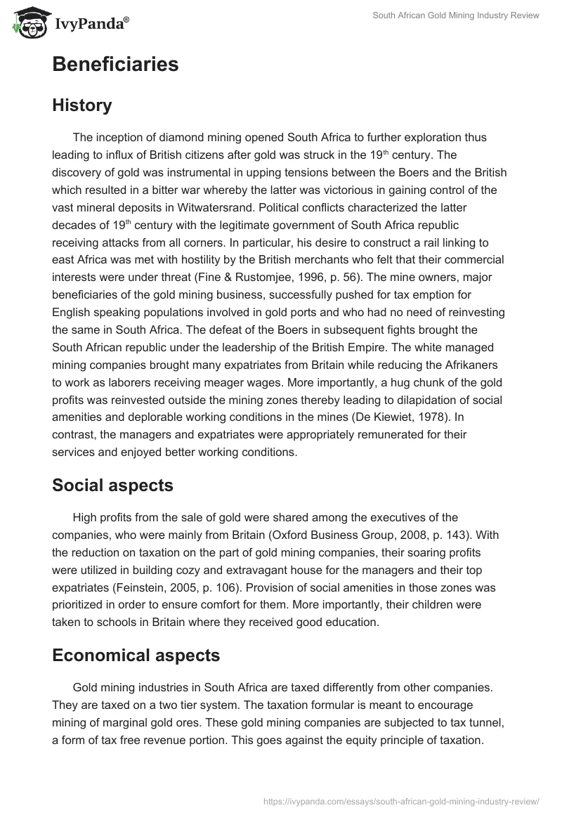 South African Gold Mining Industry Review. Page 5