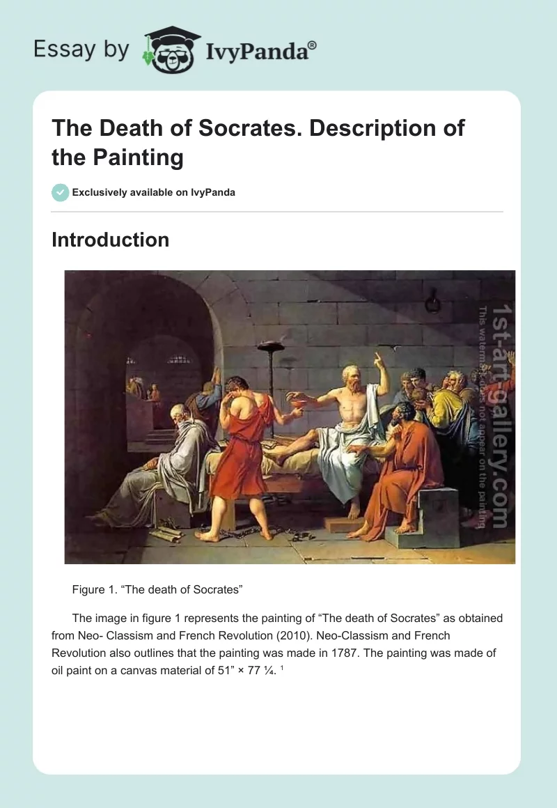 The Death of Socrates. Description of the Painting. Page 1
