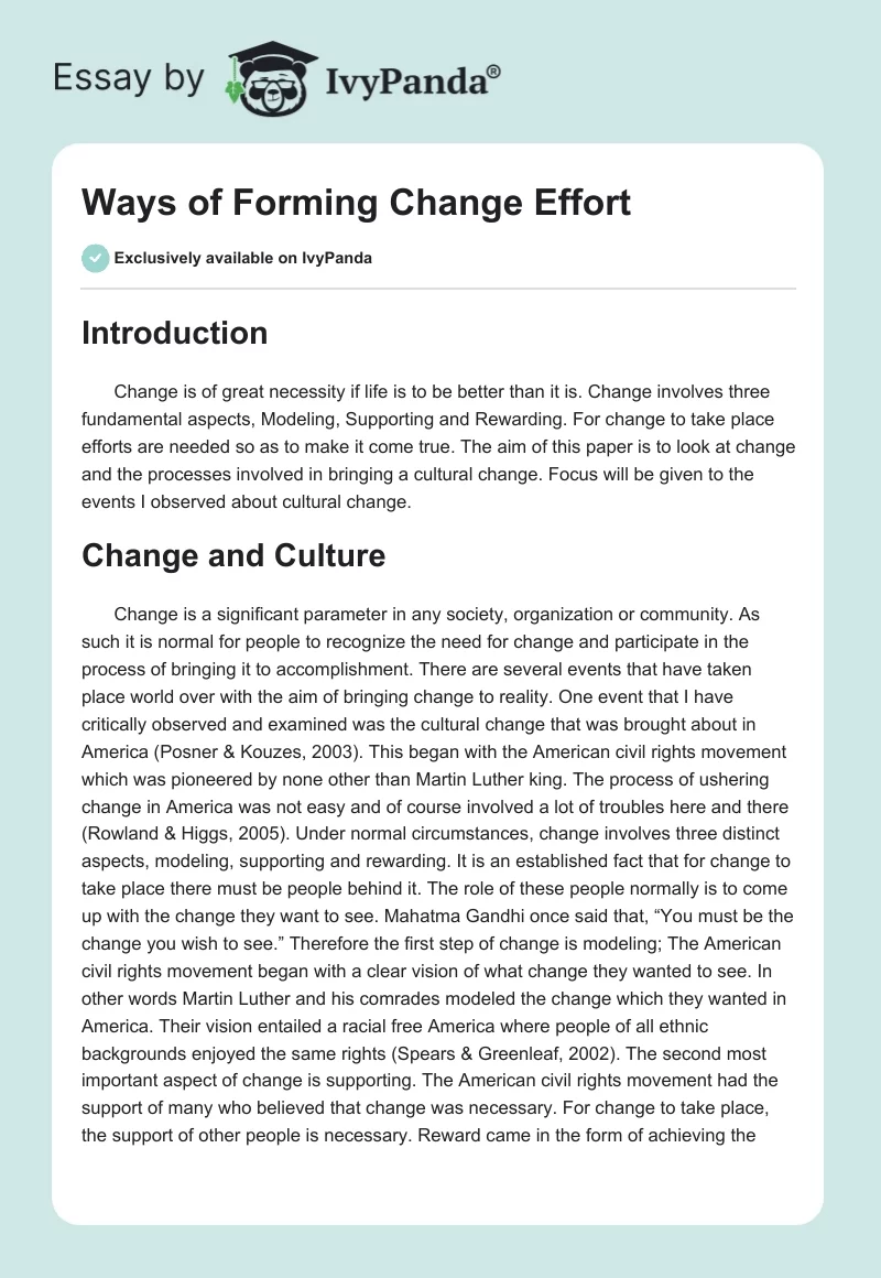 Ways of Forming Change Effort. Page 1