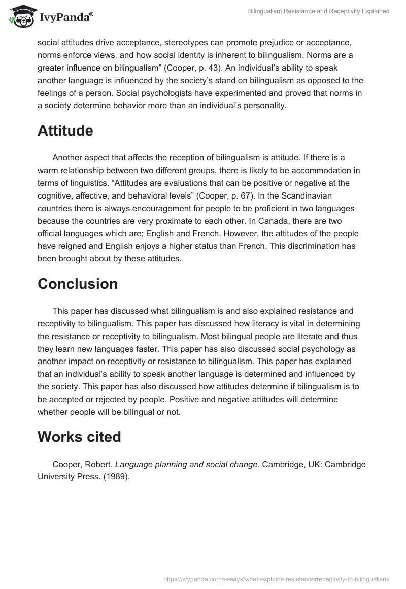 Bilingualism Resistance and Receptivity Explained. Page 2