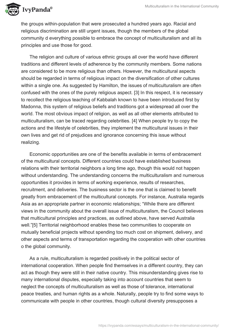 Multiculturalism in the International Community. Page 2