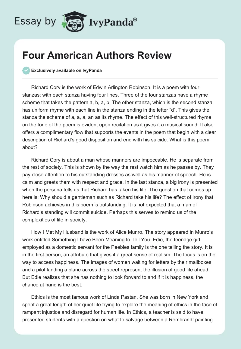 Four American Authors Review. Page 1
