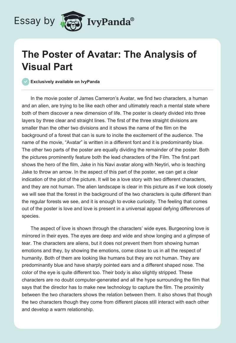 The Poster of Avatar: The Analysis of Visual Part. Page 1