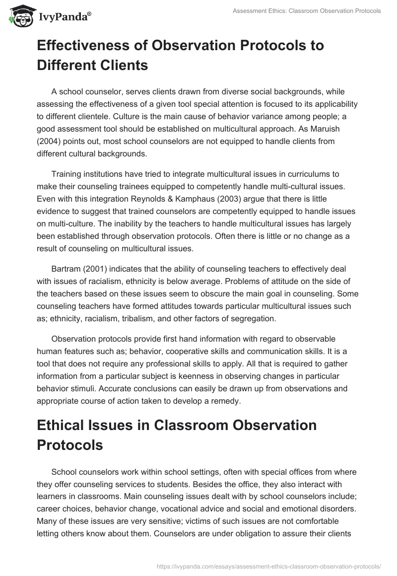 Assessment Ethics: Classroom Observation Protocols. Page 3